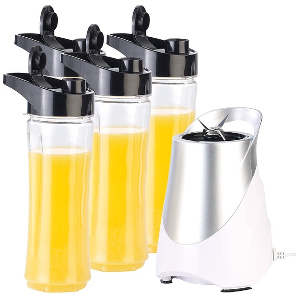 Rosenstein & Söhne 2in1-Standmixer inklusive 4 Smoothie-Mix-Trinkbecher, 300 W, 600 ml