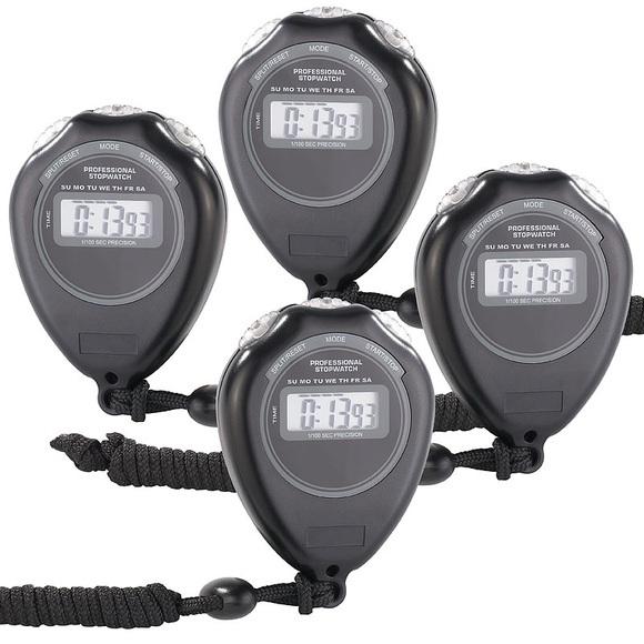 Pearl 4er-Set Stoppuhr "Classic", LCD-Display, bis auf 1/100 s genau