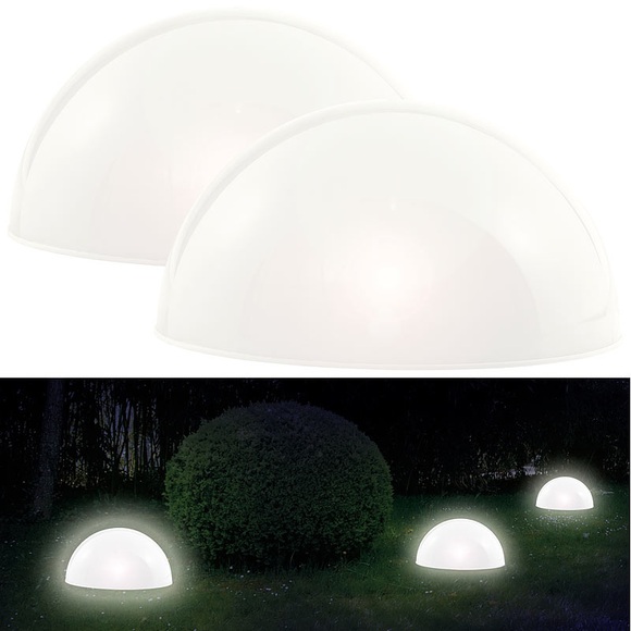 Lunartec 2er-Set Solar-Leuchthalbkugel mit weissen LEDs & Dämmerungsautomatik