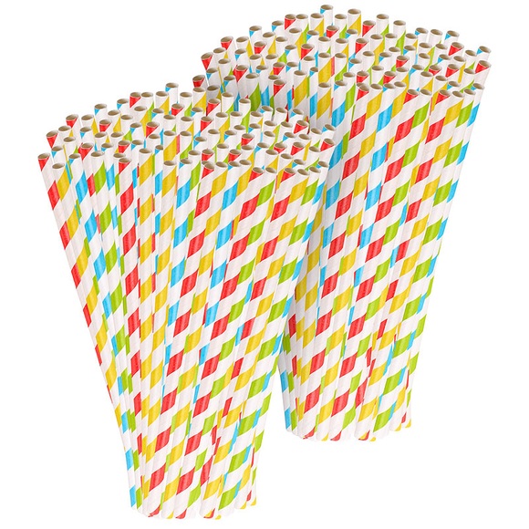 Pearl 200 Retro Papier-Trinkhalme in 4 Farben, gestreift,