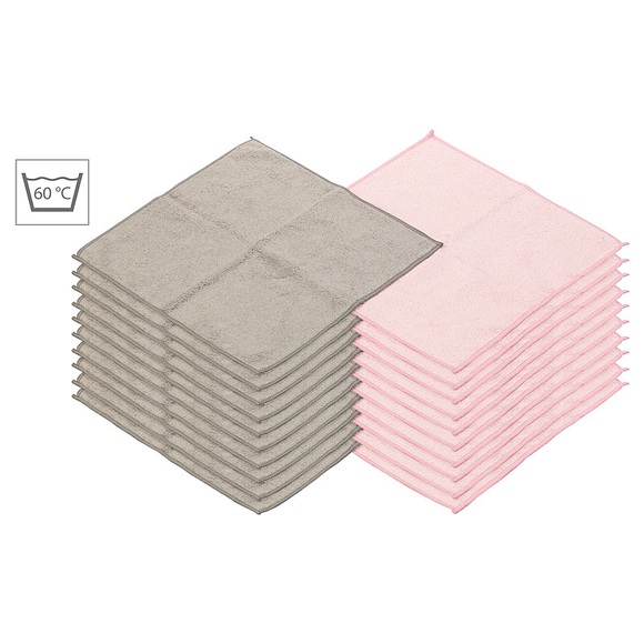 Sichler Beauty 20 Mikrofaser-Kosmetiktücher zur Gesichtspflege, rosa/grau, 30 x 30 cm