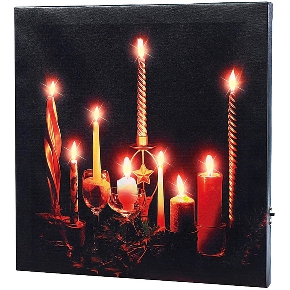 infactory LED-Leinwandbild "Advent" mit Kerzenflackern