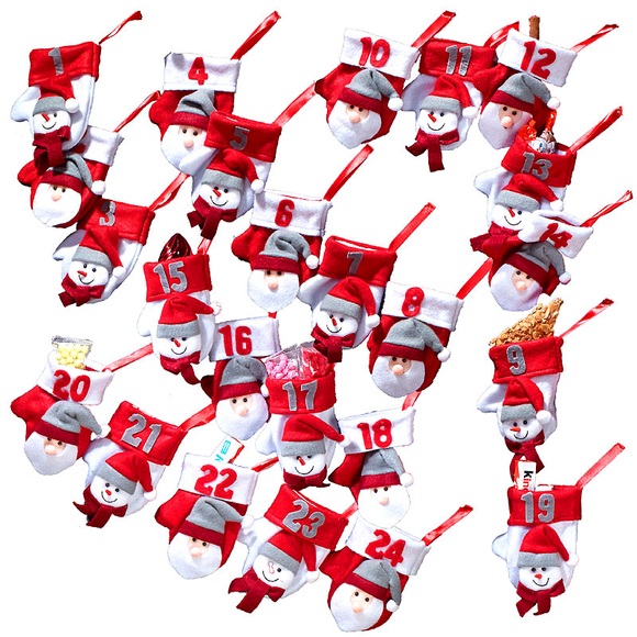 infactory Adventskalender-Girlande mit 24 Nikolaus-Handschühchen