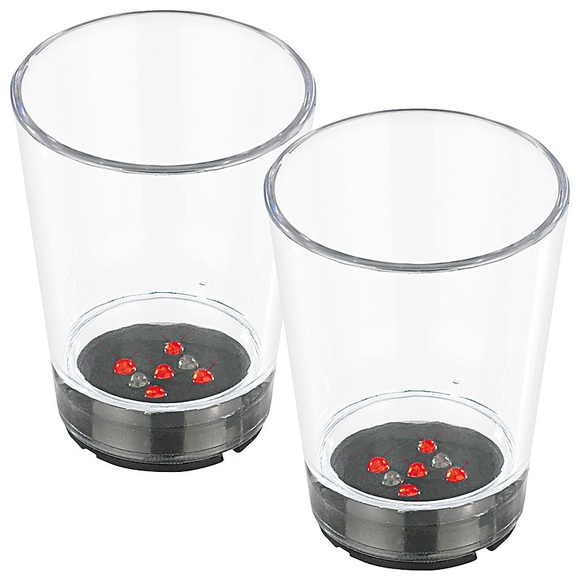 infactory Shotglas mit Würfel-LEDs im 2er-Set