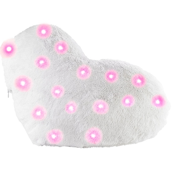 infactory Deko-Webpelz-Kissen in Herz-Form mit roten LEDs