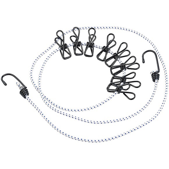 Pearl Flexible Wäscheleine mit 8 beschichteten Klammern, 170-210cm