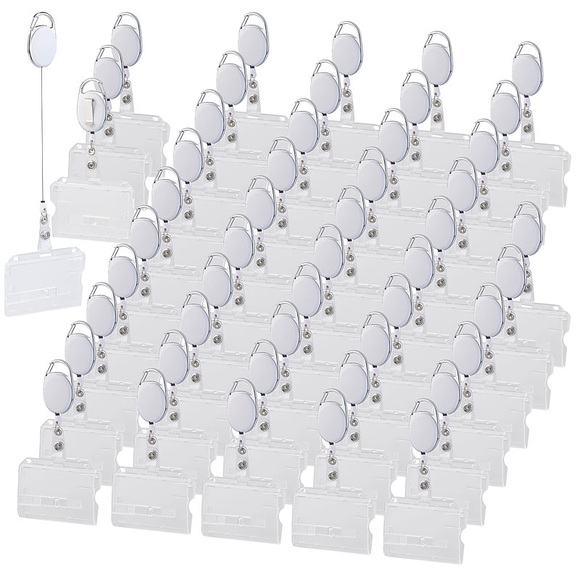 General Office 50er-Set Ausweishüllen aus Hartplastik, 60-cm-Jojo-Befestigungs-Clip