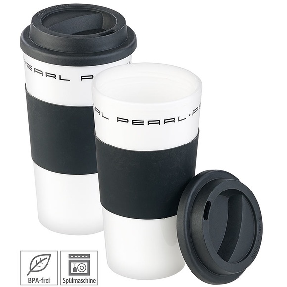 Pearl 2er-Set Coffee-to-go-Becher mit Deckel, 475 ml, doppelwandig, BPA-frei