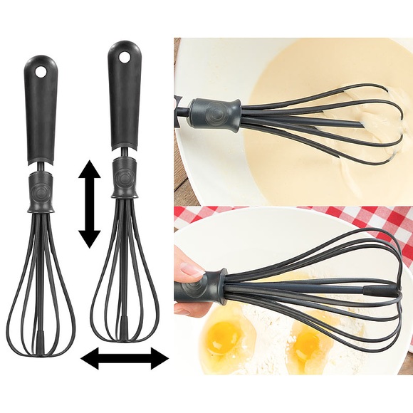 Rosenstein & Söhne 2er-Set flexible Schneebesen, verstellbare Breite