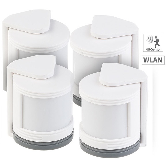 VisorTech 4er-Set Mini-PIR-Bewegungsmelder für WLAN-Alarmanlage XMD-3000.avs,