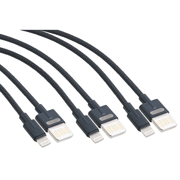Callstel 3er-Set Lade-& Datenkabel USB auf Lightning, zweiseitige Stecker, 100m