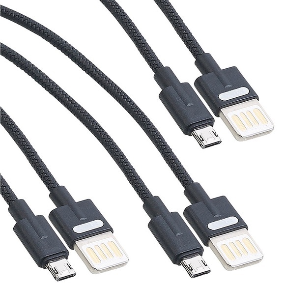 Callstel 3er-Set Lade-& Datenkabel USB auf Micro-USB, zweiseitige Stecker, 100m