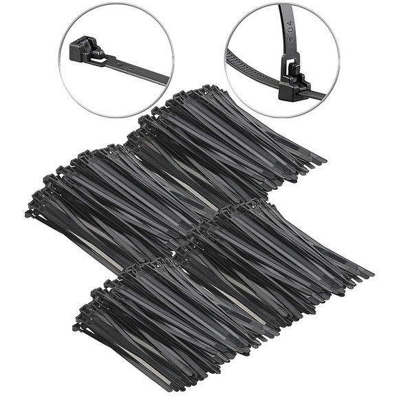 AGT 400er-Set wiederverschliessbare Kabelbinder, 200 x 7,6 mm