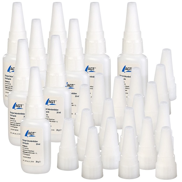 AGT 3er-Set aus 3 x Sekundenkleber inklusive 6 Extra-Spitzen,  je 20 ml