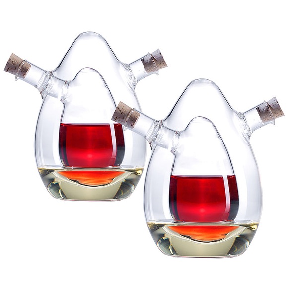 Rosenstein & Söhne 2-er Set 2in1- Essig- und Öl-Spender aus Glas