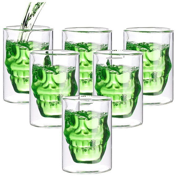 Cucina di Modena 6er-Set doppelwandige Trinkgläser Totenkopf, je 0,4 Liter