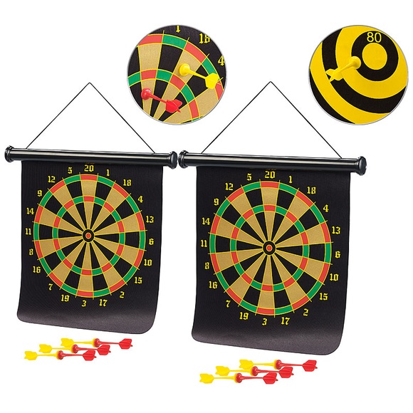 Playtastic 2er-Set magnetische Dart-Spiele mit Zielscheibe, aufrollbar