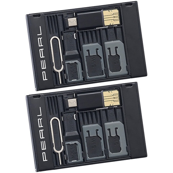 Pearl 2er-Set SIM-Karten-Organizer mit microSD-Card-Reader für USB OTG