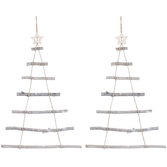 Britesta 2 Deko-Holzleitern in Weihnachtsbaum-Form zum Aufhängen, 48 x 78 cm