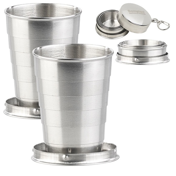 Semptec Urban Survival Technology 2er-Set Mini-Teleskopbecher (je 3 cl) mit Schlüsselanhänger
