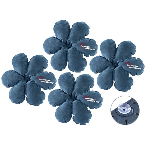 newgen medicals 4 aufblasbare Reisekissen in Blumenform mit integriertem Saugnapf