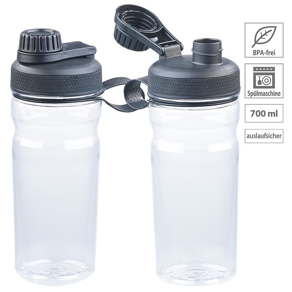 Speeron 2er-Set BPA-freie Sport-Trinkflaschen, 700 ml, auslaufsicher