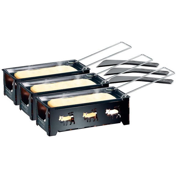 Rosenstein & Söhne Faltbares Teelicht-Raclette für 2 Personen, mit Schaber, 3er-Set