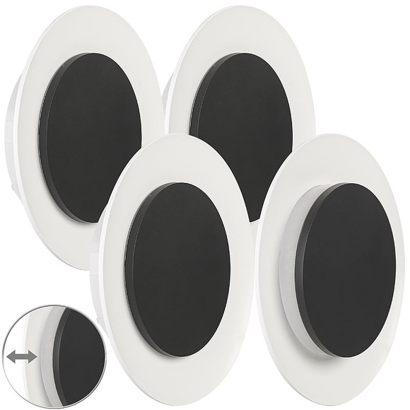 Luminea 4er Pack Verstellbare LED-Wand- und Deckenleuchte, 600 Lumen, 10 W