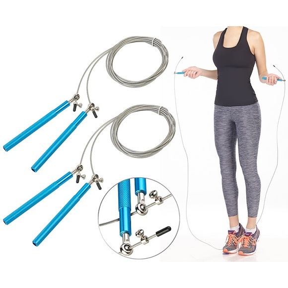 Pearl 2er-Set Profi-Highspeed-Springseile, 3D-Kugellager & Drahtkern, blau