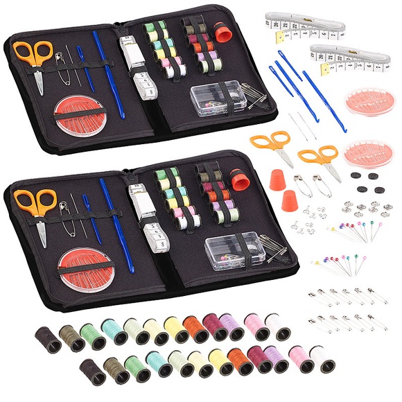 Pearl 2er-Set 59-teilige Nähsets im Reise-Etui mit Knöpfen, Schere & Massband