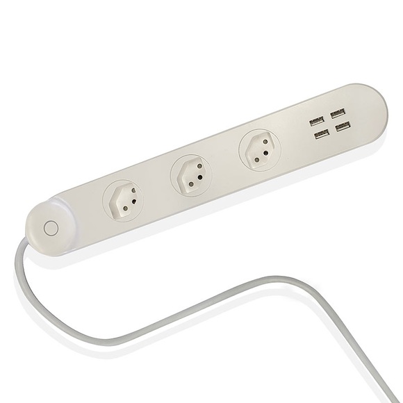 Luminea Home Control WLAN-Steckdosen-Leiste, 4x USB, Alexa & Google Assistant komp., 10 A