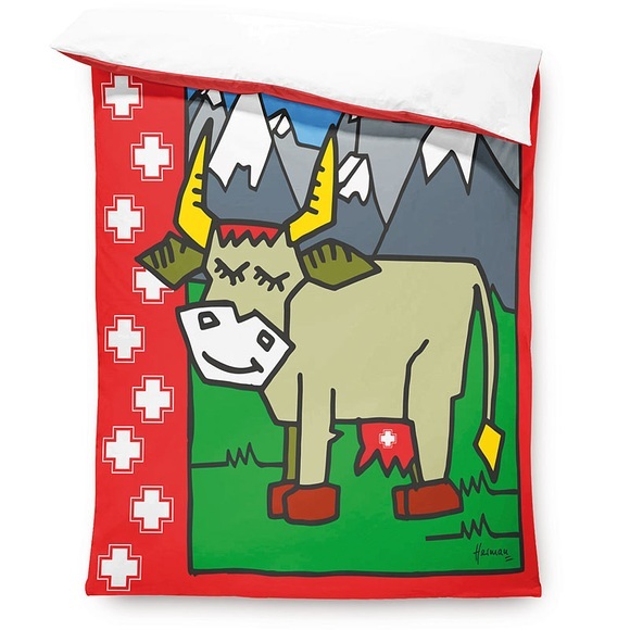 Designer Bettwäsche Kuhli Schwiiz, Duvetbezug 160x210 cm, links