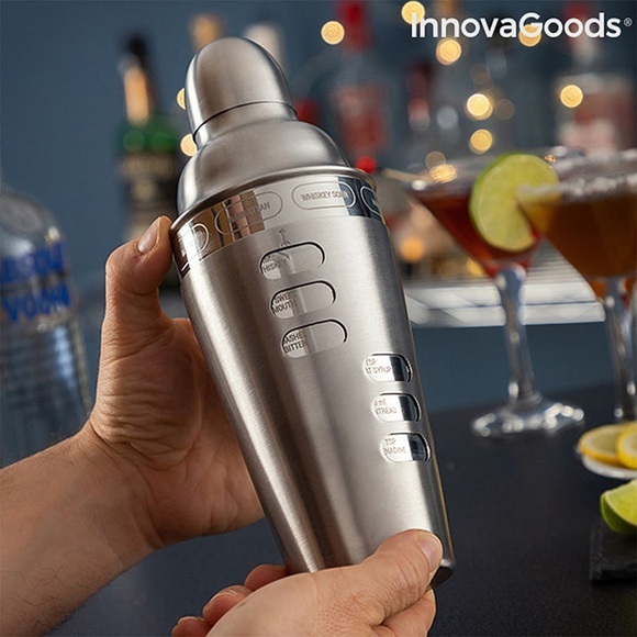 InnovaGoods - Cocktail-Shaker mit integrierten Cocktail-Rezepten Maxer