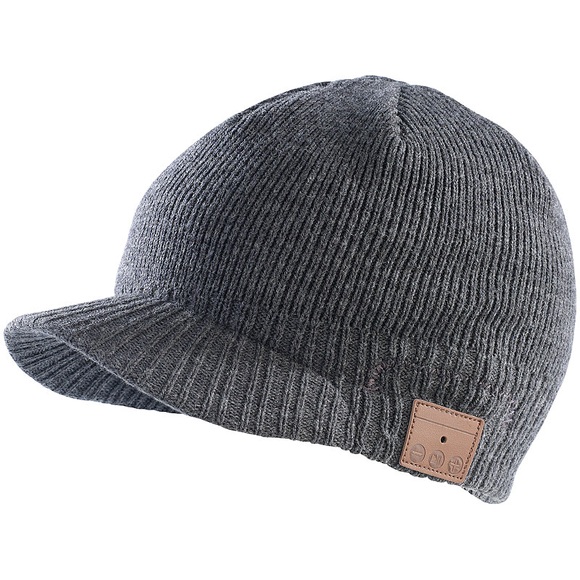Callstel Beanie-Schildmütze inkl. integriertem Headset mit Bluetooth, grau