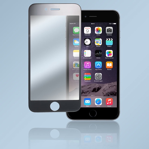 Somikon Randlos Displayschutz-Cover iPhone 6/s Plus Echtglas 9H schwarz