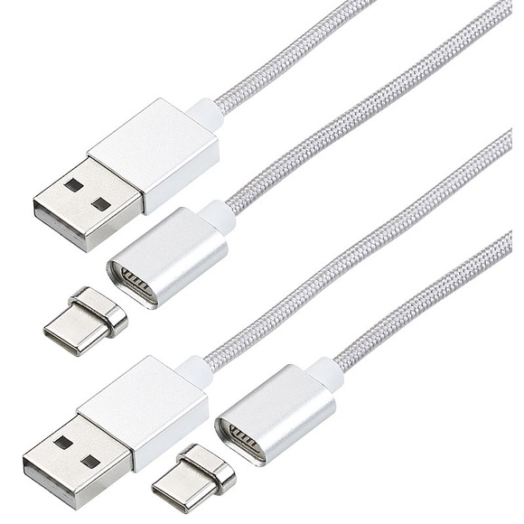 Callstel 2er-Set USB-Lade- & Datenkabel, magnetischer USB-C-Stecker, 1 m