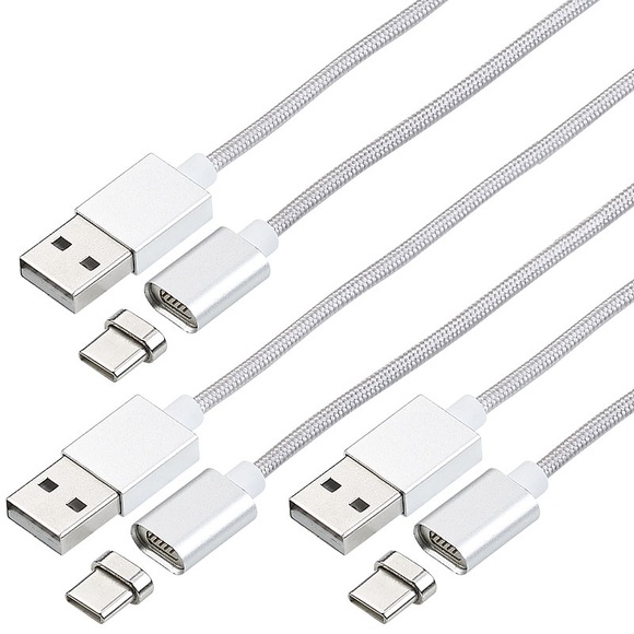 Callstel 3er-Set USB-Lade- & Datenkabel, magnetischer USB-C-Stecker, 1 m