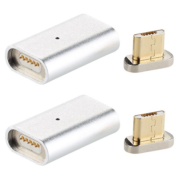 Callstel Magnetischer Micro-USB-Adapter für Lade- & Datenkabel, silber, 2er-Set