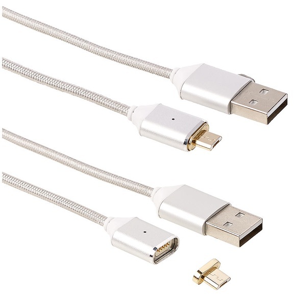 Callstel USB-Lade- & Datenkabel mit magnetischem Micro-USB-Stecker, 1m, 2er-Set