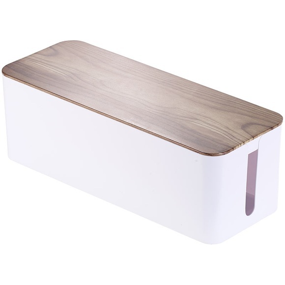 Callstel Kabelbox gross, 39 x 15,5 x 14 cm, in Nussbaum-Holzoptik mit Gummifüssen