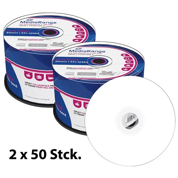 MediaRange CD-R 700MB 52x printable, 100er-Spindel