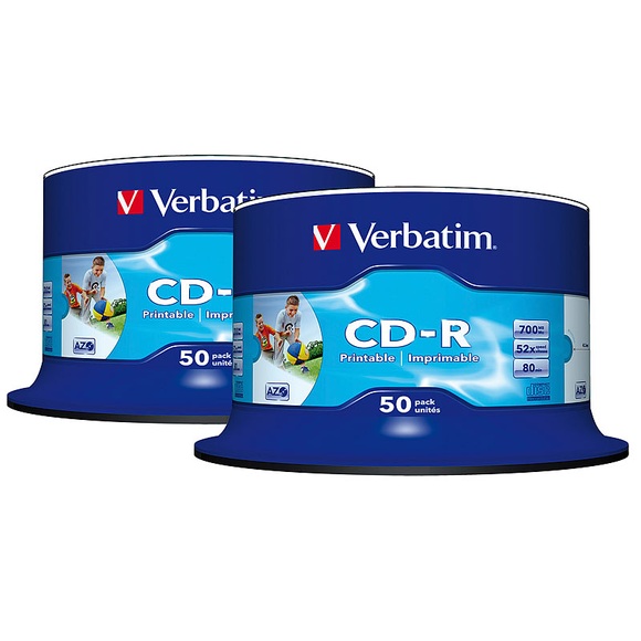 Verbatim CD-R 700MB Super AZO WIDE-Printable, 100er-Spindel