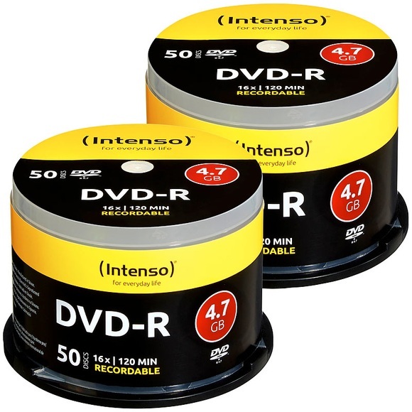 Intenso 2er-Set DVD-R 4.7GB 16x mit je 50 Rohlingen