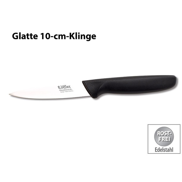 Löffler Schneidewaren Co. Gemüse-/Obst-/Schälmesser aus Solingen, Edelstahl, glatte 10-cm-Klinge