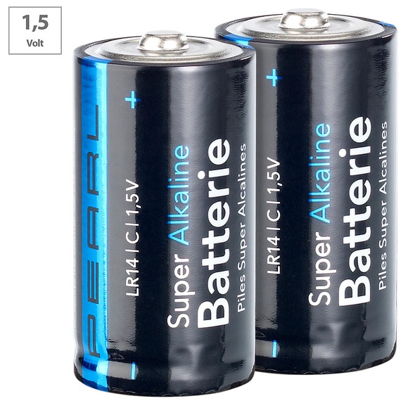 Pearl Super Alkaline Batterien Baby 1,5V Typ C im 2er-Pack