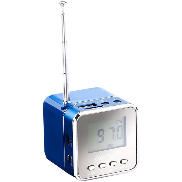 auvisio Mini-MP3-Station "MPS-550.cube" mit integriertem Radio, blau, 8 Watt