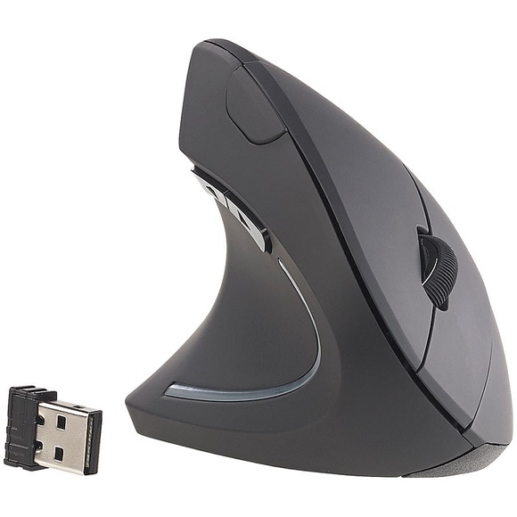 GeneralKeys Optische Vertikal-Funkmaus für Linkshänder, 1.600 dpi, 2,4 GHz