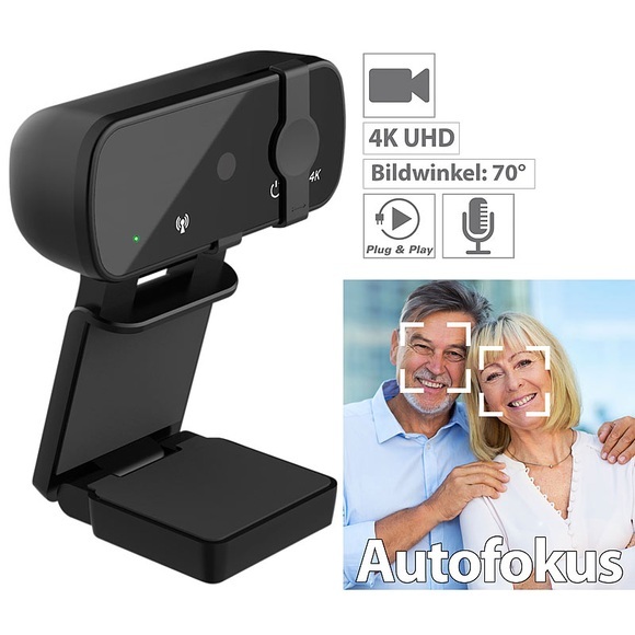 4K-USB-Webcam mit Linsenabdeckung, Mikrofon und Autofokus / Webcam