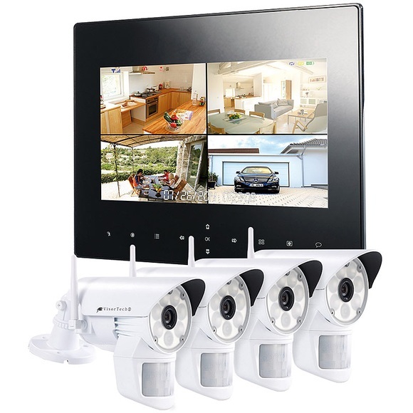 VisorTech Digitales Überwachungssystem DSC-720.mc mit 4 LED-HD-Kameras (IP54)
