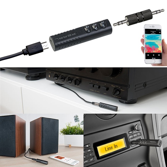 auvisio Audioadapter für HiFi-Anlage/Kopfhörer, Freisprech-Funktion, Bluetooth